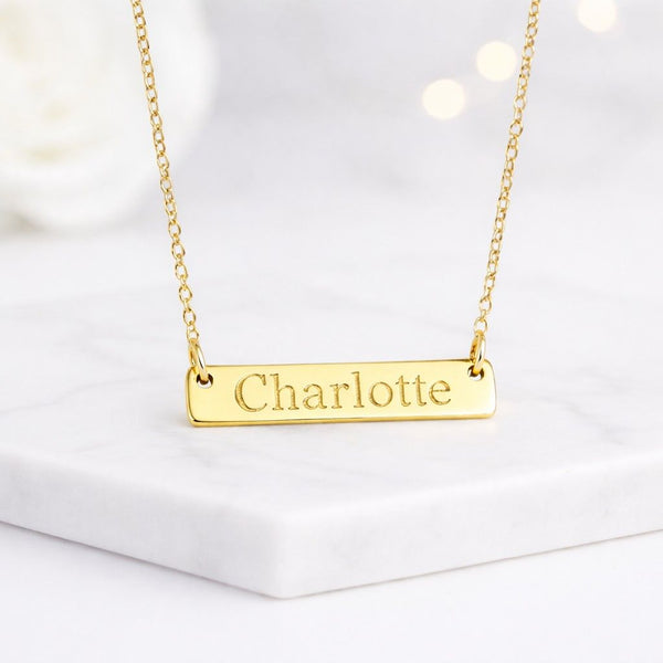 name necklace bar necklace custom necklace engraved necklace gold necklace silver necklace personalized necklace women