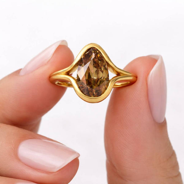natural diamond ring lab created ring moissanite jewelry cubic zirconia jewelry white stone ring champagne stone ring brown diamond ring crystal solitaire bezel gemstone jewelry