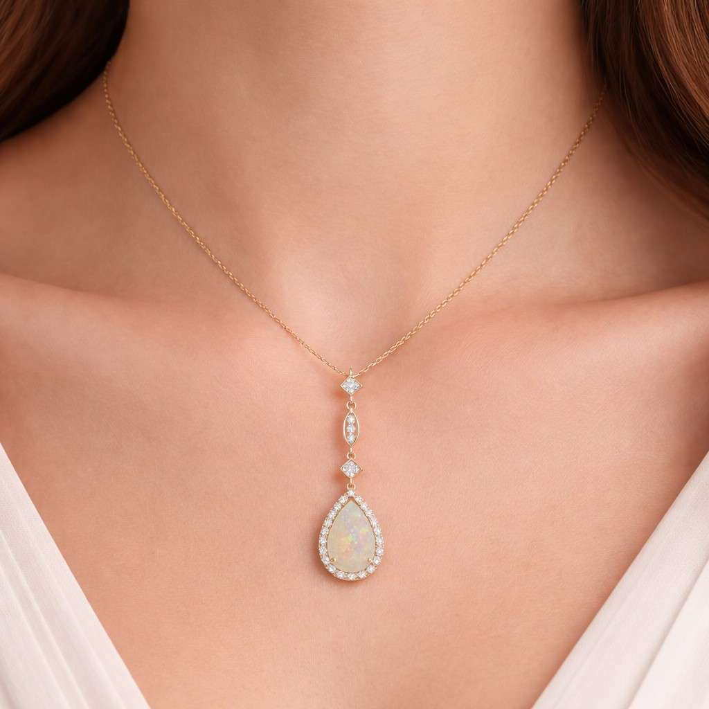 natural opal necklace australian opal necklace white opal necklace fire opal necklace opal gemstone pendant diamond halo necklace