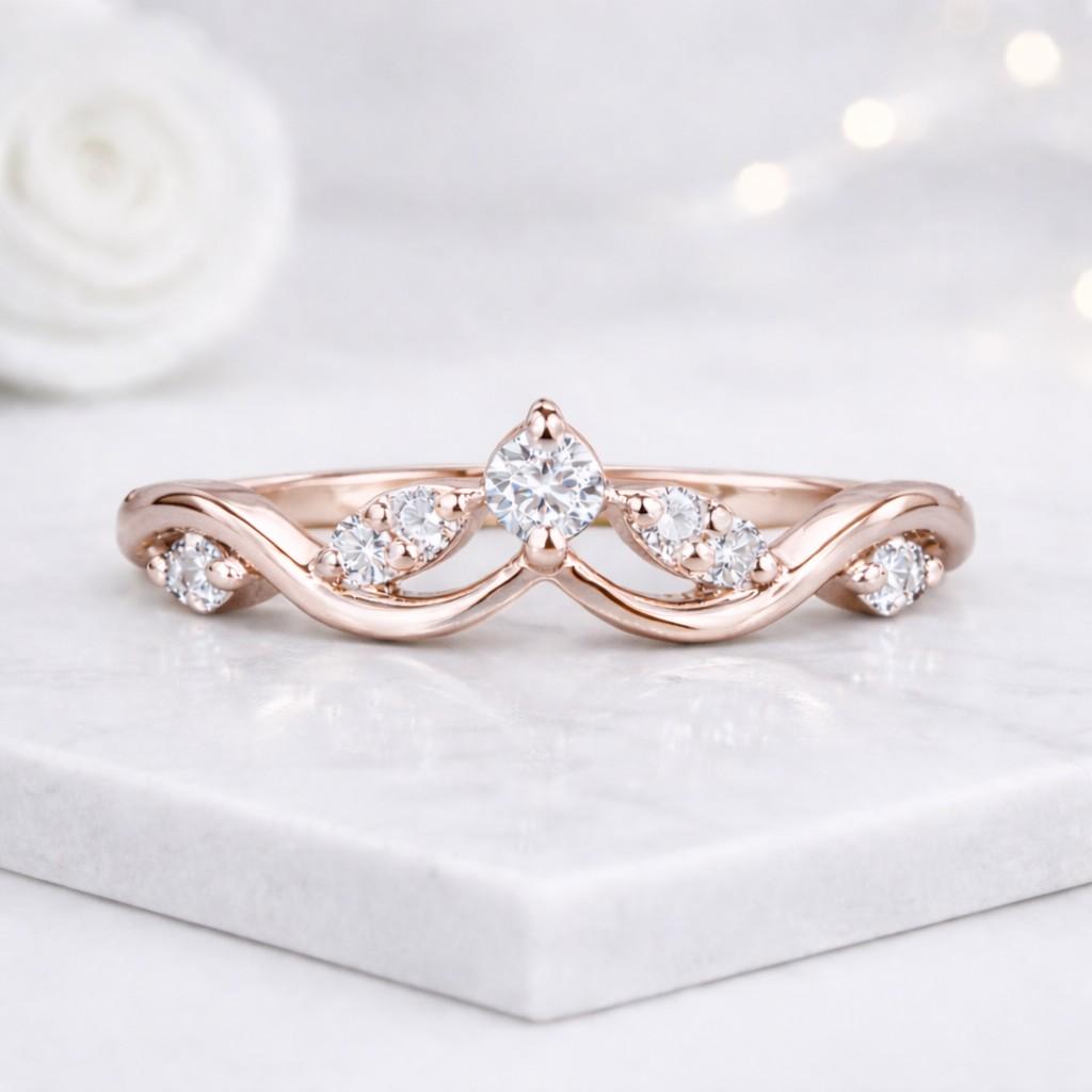 nature ring floral ring twig ring branch ring tiara ring wishbone ring curved enhancer nesting band stackable band