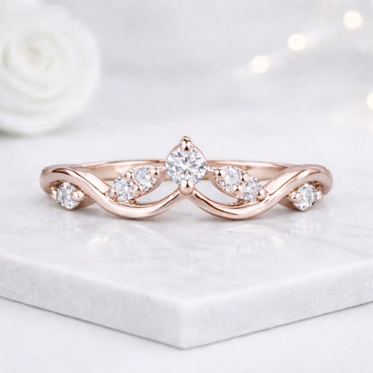 nature ring floral ring twig ring branch ring tiara ring wishbone ring curved enhancer nesting band stackable band
