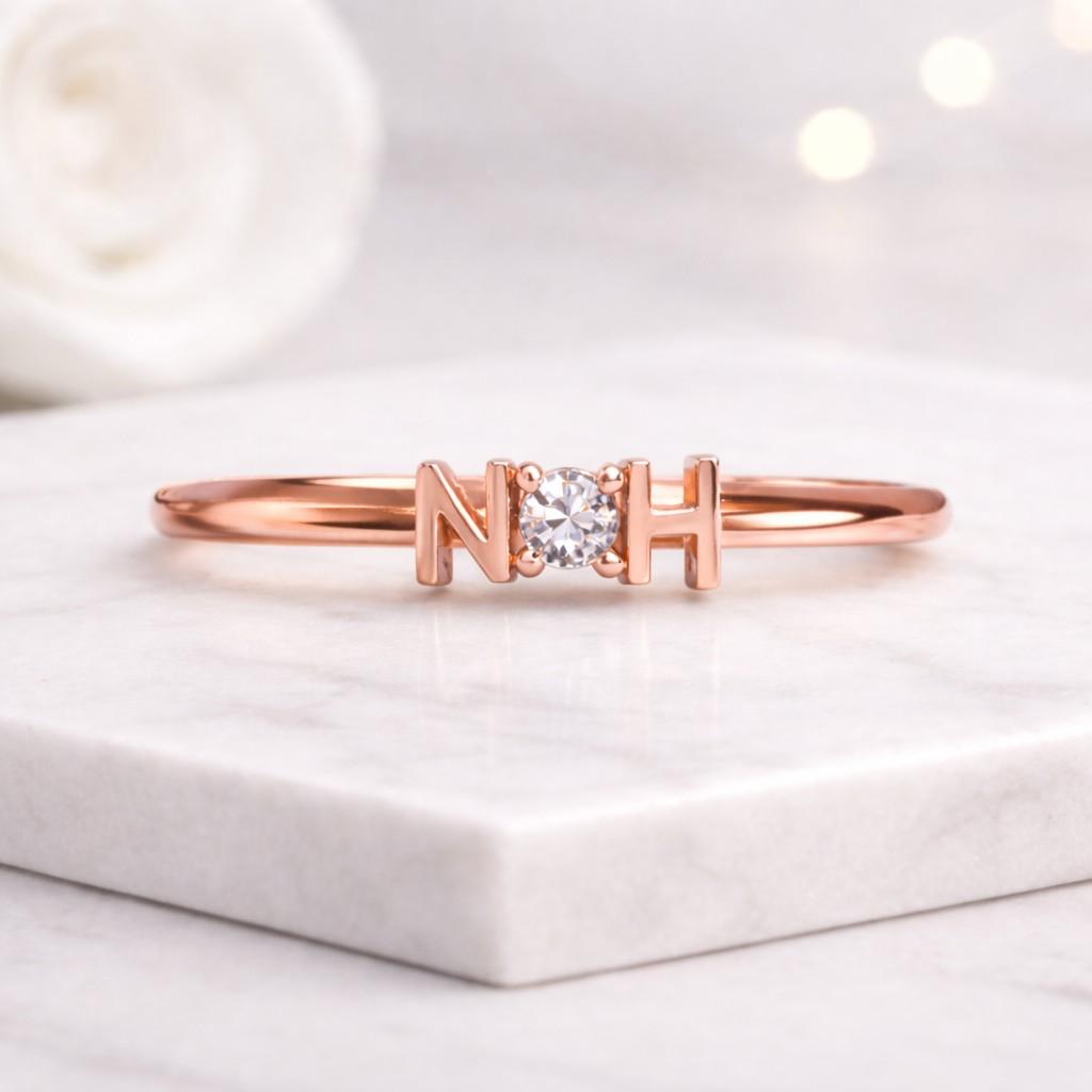 noh ring initial ring letter ring name ring personalized ring custom name ring rose gold ring tiny ring thin band ring