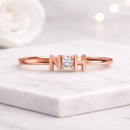noh ring initial ring letter ring name ring personalized ring custom name ring rose gold ring tiny ring thin band ring