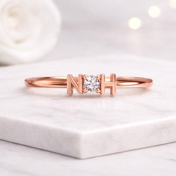 noh ring initial ring letter ring name ring personalized ring custom name ring rose gold ring tiny ring thin band ring