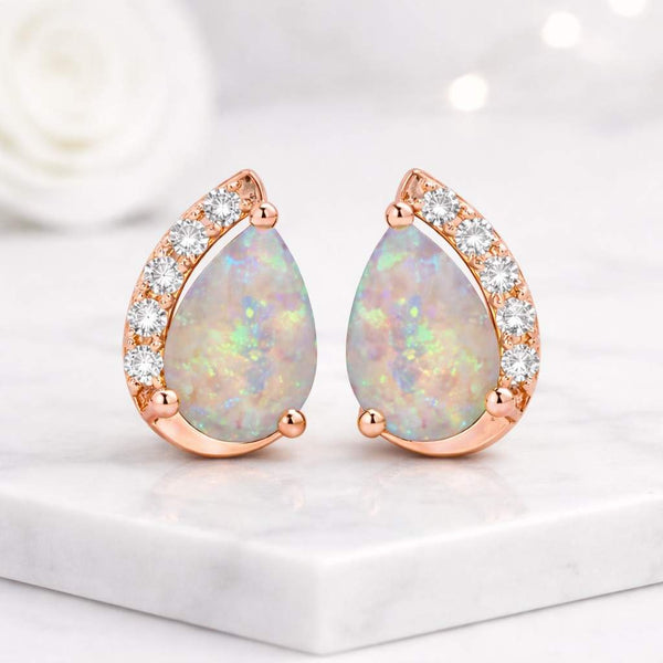 opal earrings pear earrings teardrop earrings stud earrings rose gold earrings gemstone earrings crystal earrings