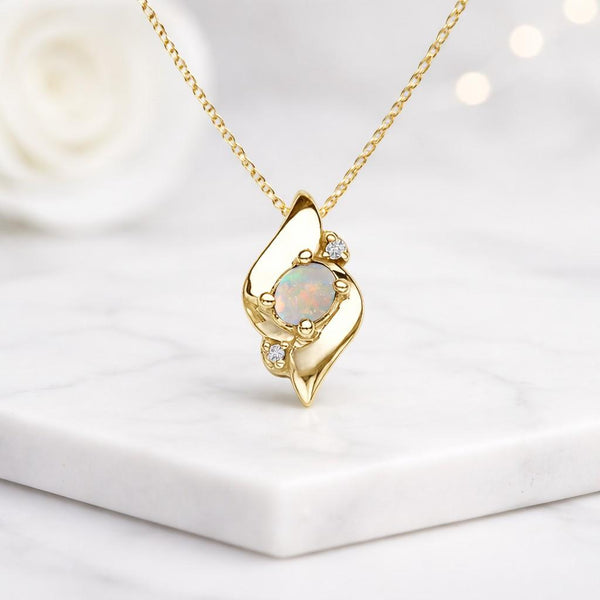 opal necklace gold necklace pendant necklace opal pendant gemstone necklace dainty necklace women necklace fine jewelry