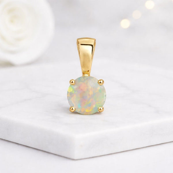 opal necklace gold pendant round pendant solitaire necklace dainty necklace opal jewelry tiny pendant minimalist necklace