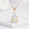 Pear Cut Opal and Diamond Pendant Necklace in Yellow Gold