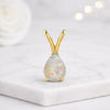 14K Yellow Gold Pear Cut Opal Pendant Necklace
