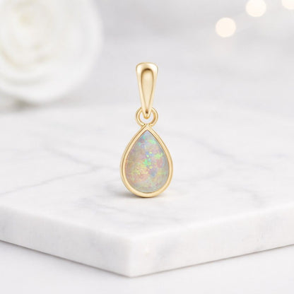 opal pendant pear pendant teardrop pendant gold pendant gemstone pendant bezel pendant small pendant dainty pendant minimalist pendant