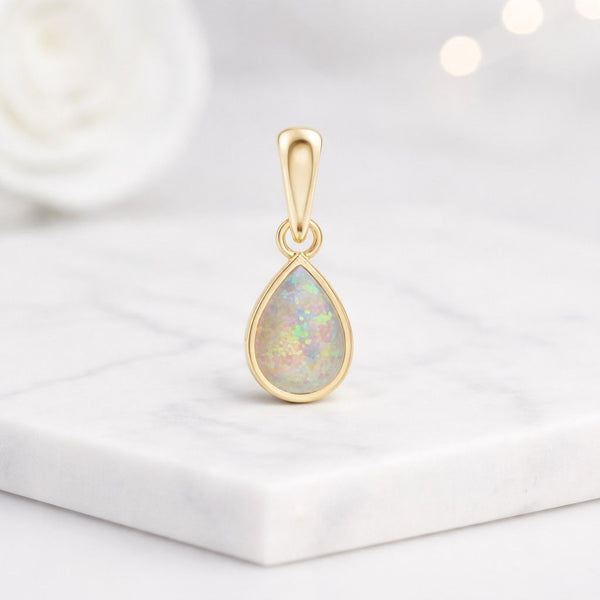 opal pendant pear pendant teardrop pendant gold pendant gemstone pendant bezel pendant small pendant dainty pendant minimalist pendant