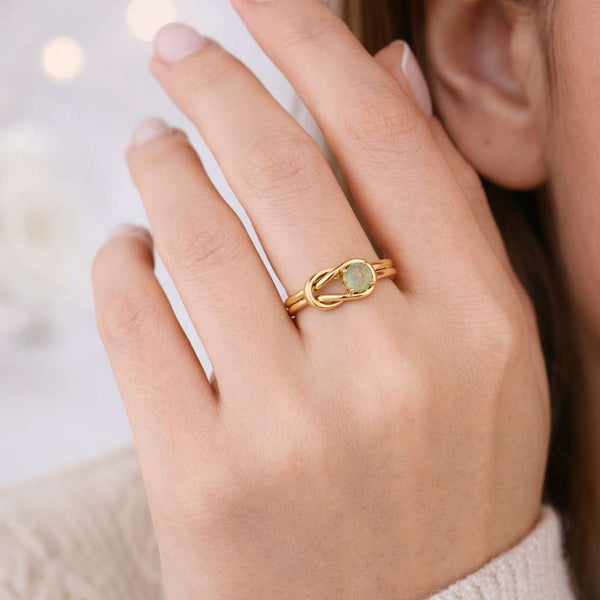 opal ring knot ring gold ring stacking ring promise ring dainty ring thin band ring gemstone ring women ring handmade ring