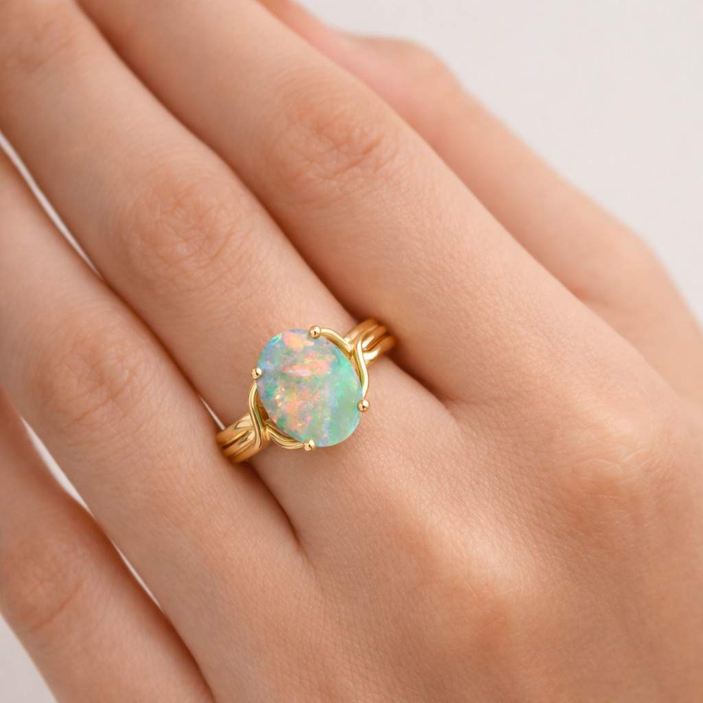 opal ring oval opal ring gold opal ring solitaire ring statement ring gemstone ring women ring promise ring handmade ring fine jewelry elegant ring colorful opal fire opal jewelry oval gemstone prong setting unique ring