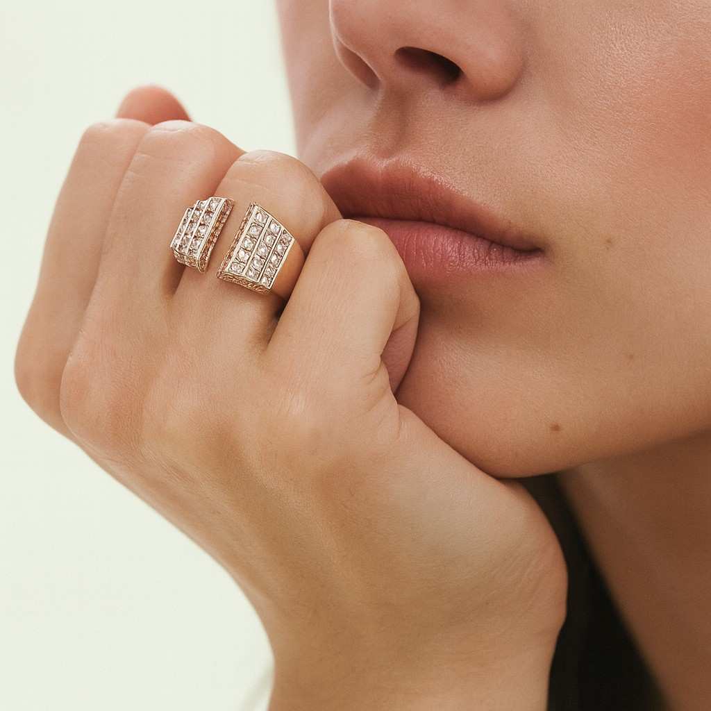 open band ring curved ring geometric jewelry rose jewelry luxe ring shine ring statement jewelry ladies ring feminine ring dress ring evening ring