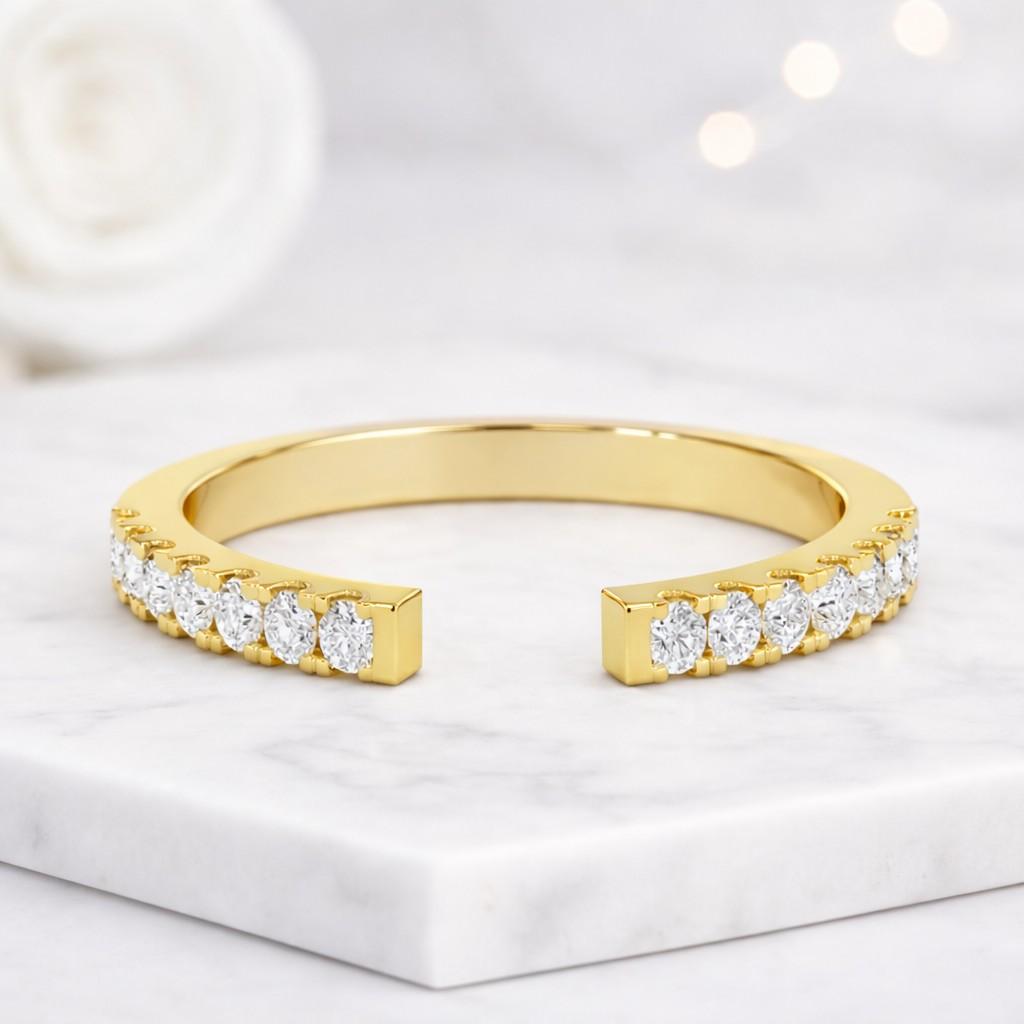 open cuff ring diamond cuff ring lab grown ring gold ring women ring stacking ring dainty ring minimalist ring