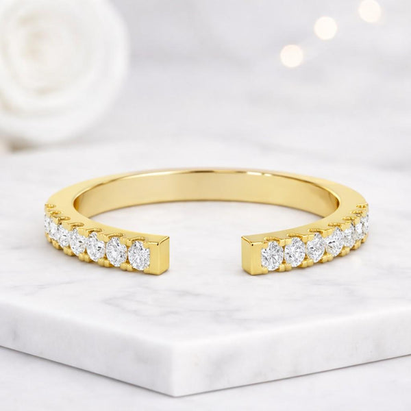 open cuff ring diamond cuff ring lab grown ring gold ring women ring stacking ring dainty ring minimalist ring