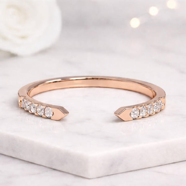open cuff ring diamond cuff ring lab grown ring rose gold ring stackable ring minimalist ring dainty ring thin band ring
