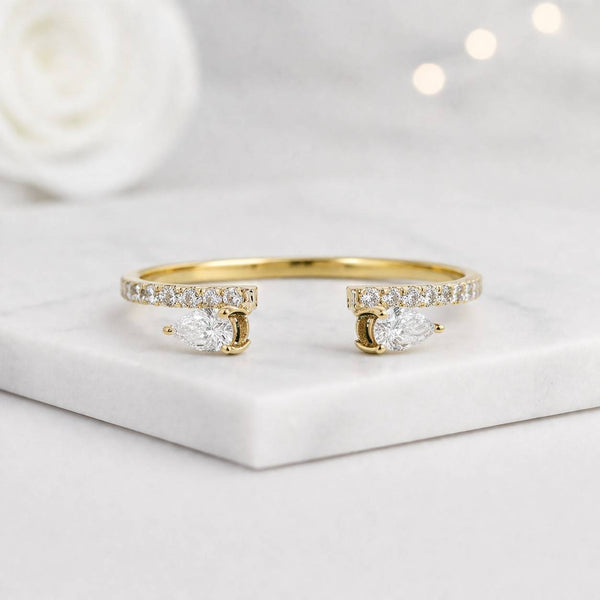 open cuff ring pear ring gold ring bypass ring adjustable ring dainty ring stackable ring pave ring double stone ring open band ring
