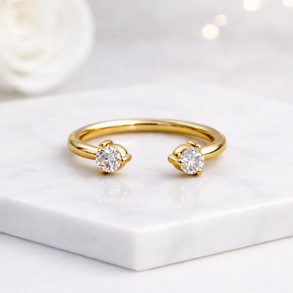 open ring adjustable ring bypass ring double stone ring two stone ring solitaire ring minimalist ring dainty ring