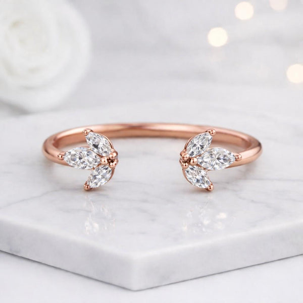 open ring butterfly ring marquise ring floral ring leaf ring adjustable ring wrap ring double stone ring bypass ring