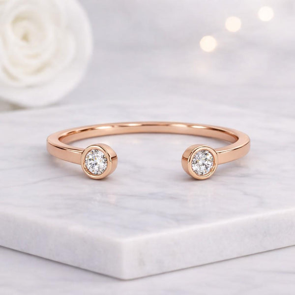 open ring cuff ring adjustable ring gemstone ring crystal ring bezel ring double stone ring bypass ring stackable ring thin band ring