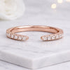 14K Rose Gold Round Cut Lab Grown Diamond Open Cuff Stacking Ring