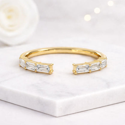 open ring gold ring baguette ring crystal ring stackable ring adjustable ring band ring cuff ring women ring