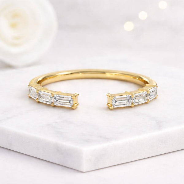 open ring gold ring baguette ring crystal ring stackable ring adjustable ring band ring cuff ring women ring