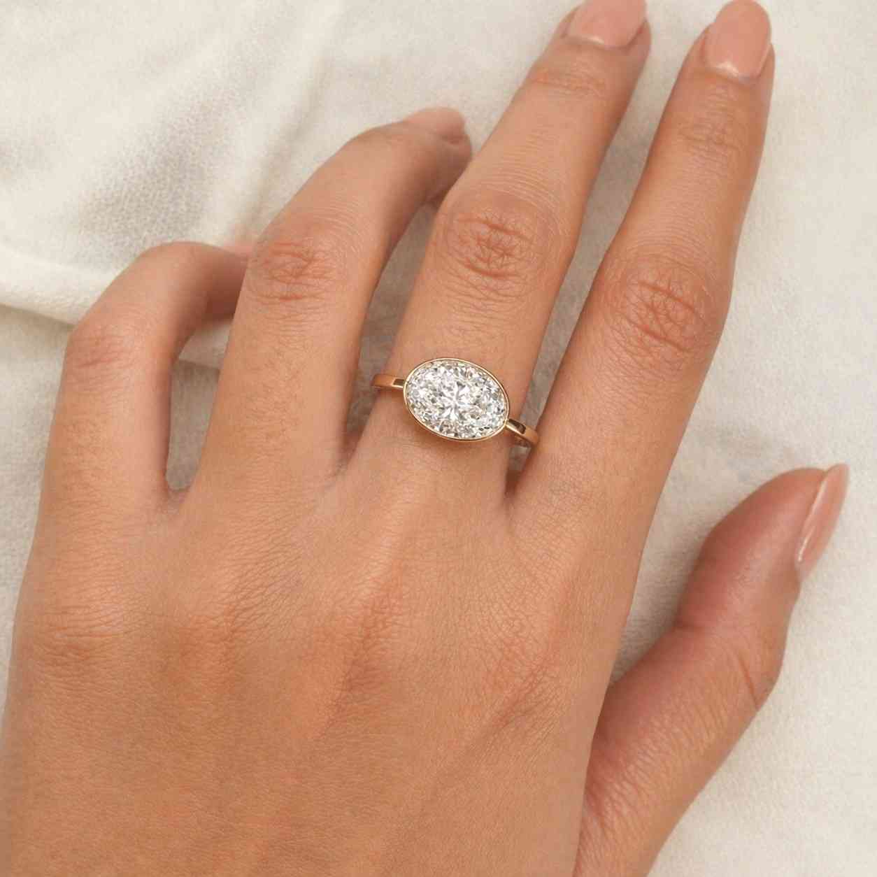 oval bezel ring bezel engagement ring oval diamond ring oval moissanite ring oval gemstone ring bezel jewelry floating bezel ring east west ring oval cut jewelry solitaire jewelry