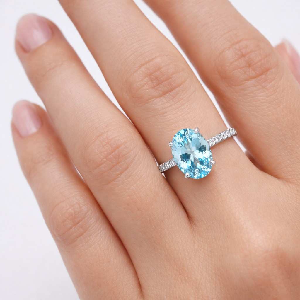 oval cut ring gemstone ring blue stone ring aquamarine jewelry rose ring delicate ring slim band ring sparkle ring