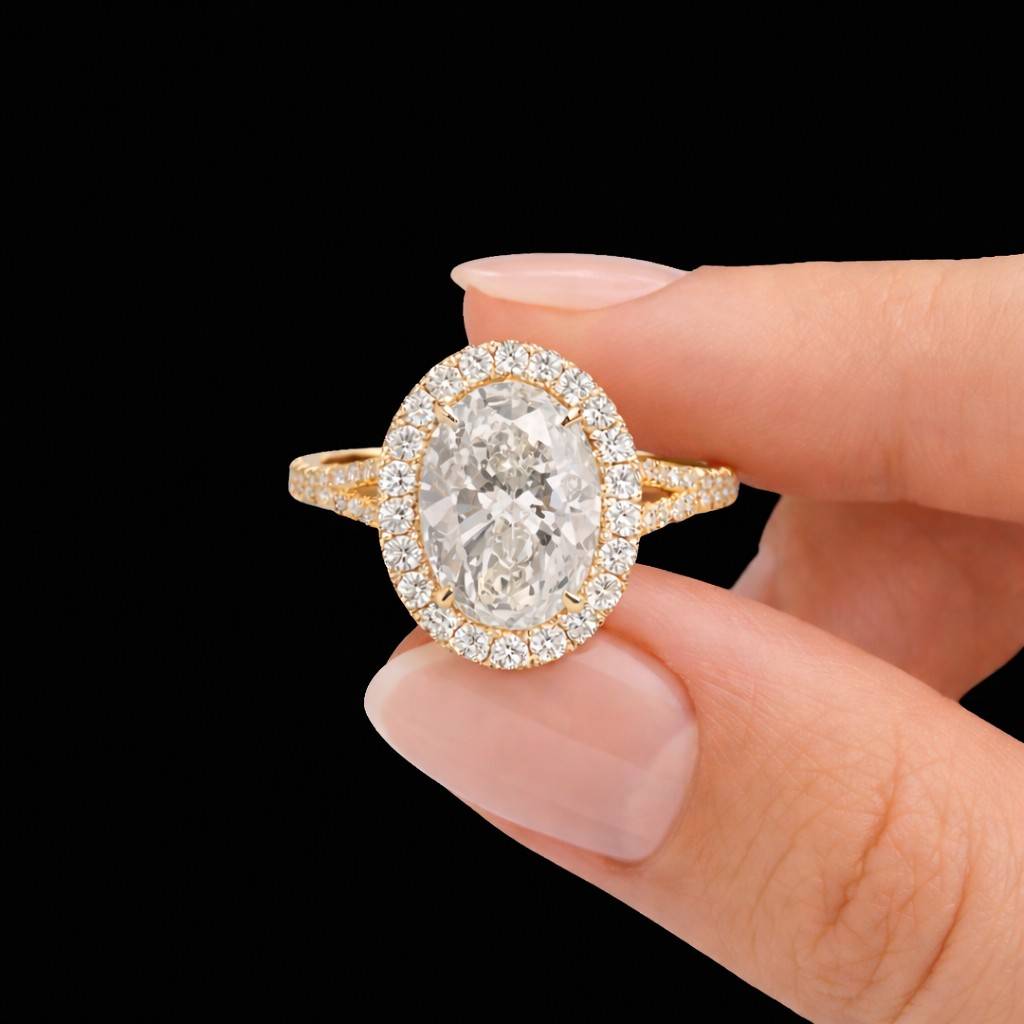 oval engagement halo engagement lab diamond ring oval diamond ring pave engagement cathedral ring