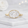4 CT Oval Cut Lab Grown Diamond Bezel Set Engagement Ring