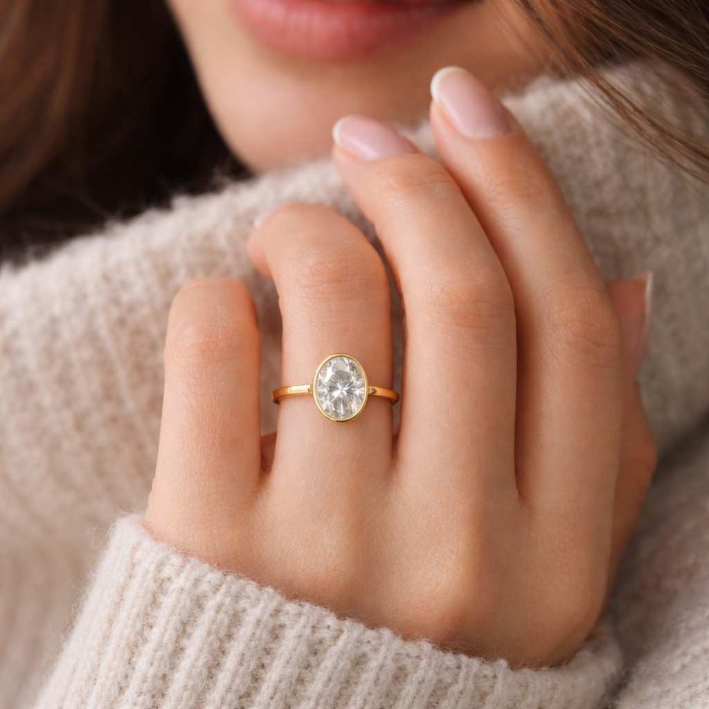 oval engagement ring gold engagement ring solitaire engagement ring bezel engagement ring oval bezel ring oval solitaire ring thin gold ring oval crystal ring fine gold ring