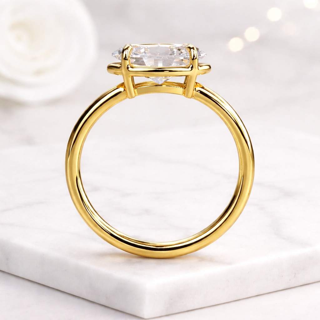 oval engagement ring gold solitaire ring oval diamond ring slim band ring fine ring modern engagement ring oval cut ring four prong ring polished gold ring elegant jewelry