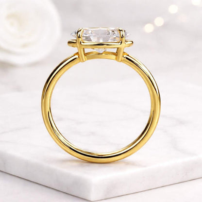 oval engagement ring gold solitaire ring oval diamond ring slim band ring fine ring modern engagement ring oval cut ring four prong ring polished gold ring elegant jewelry