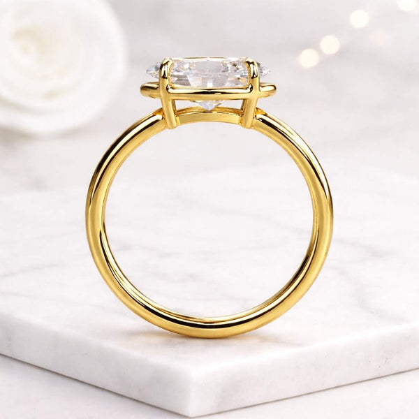 oval engagement ring gold solitaire ring oval diamond ring slim band ring fine ring modern engagement ring oval cut ring four prong ring polished gold ring elegant jewelry