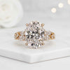 Oval Cut Lab Grown Diamond Marquise & Round Side Stone Engagement Ring