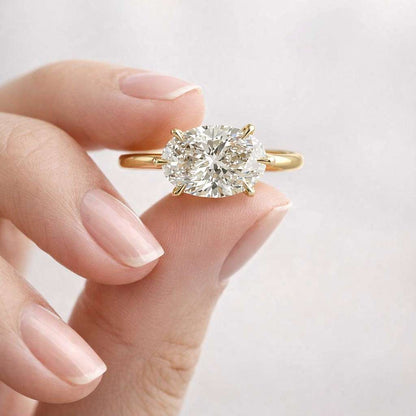 oval engagement ring oval solitaire ring gold engagement ring yellow gold ring oval diamond ring oval moissanite ring large stone ring six prong ring cathedral ring comfort fit ring slim band ring