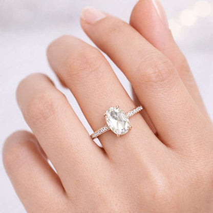 oval engagement ring oval solitaire ring pave engagement ring dainty ring minimalist ring slim band ring