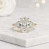 Oval Cut Lab Grown Diamond Three Stone Engagement Ring