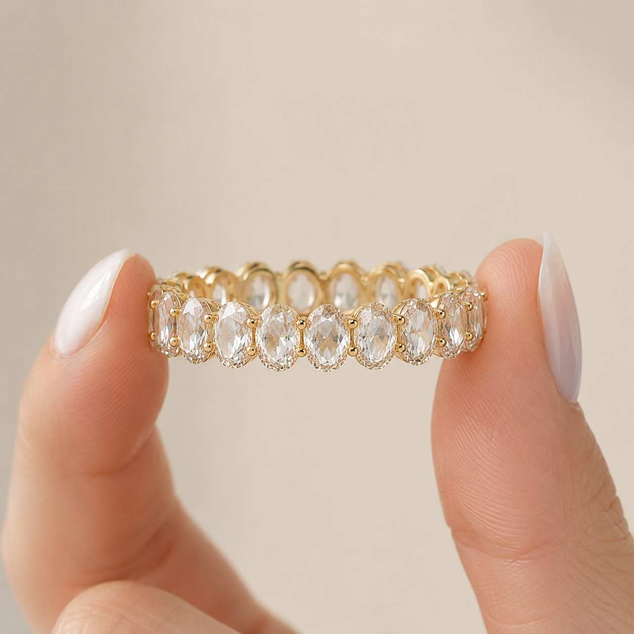 oval eternity band oval wedding band oval anniversary ring shared prong ring gemstone wedding band full band ring eternity jewelry