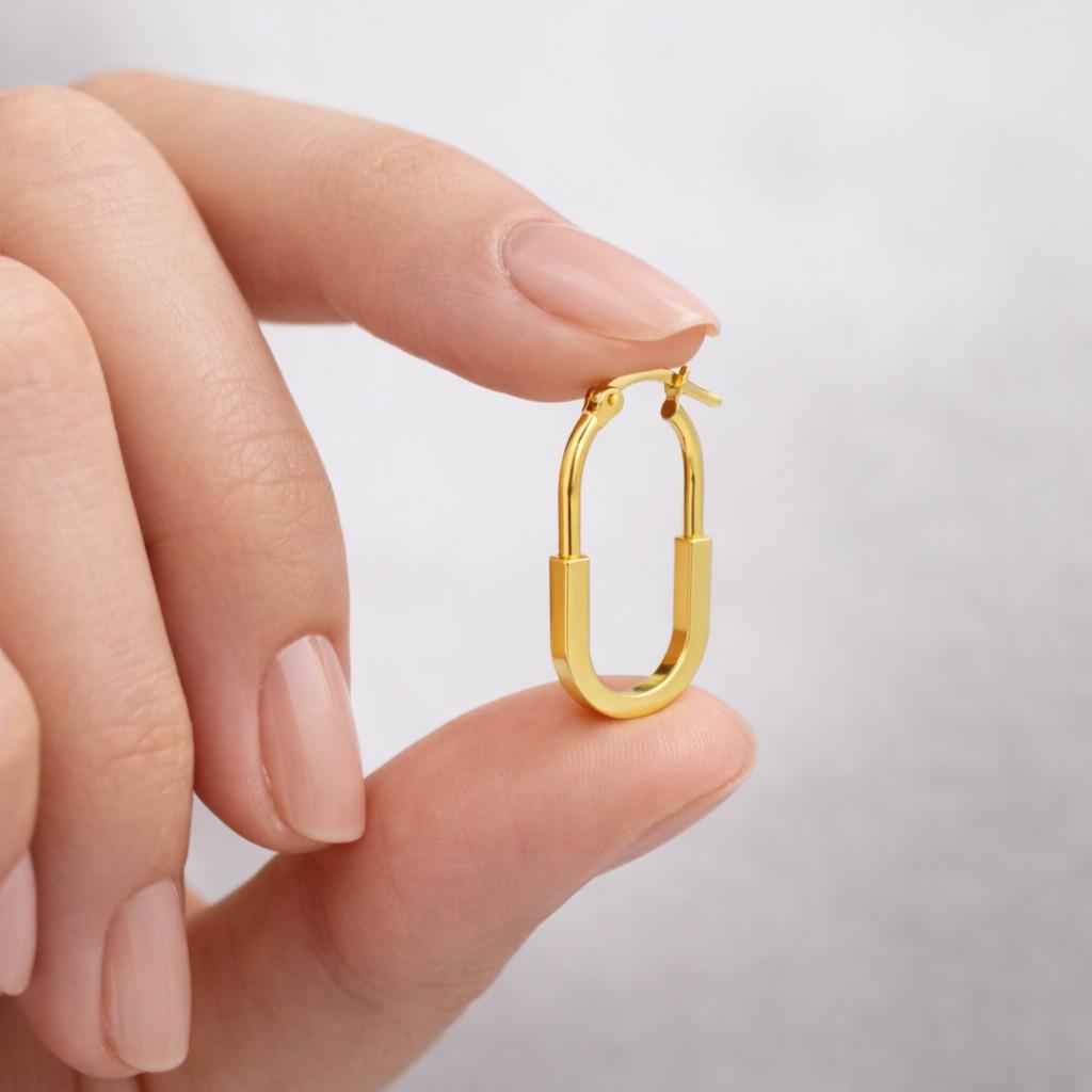 oval frame hoops rounded rectangle earrings elongated silhouette hoops geometric silhouette earrings curved shape hoops sculptural hoop earrings