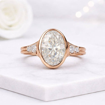 oval ring bezel ring lab grown ring engagement ring solitaire ring three stone ring gold ring statement ring bridal ring