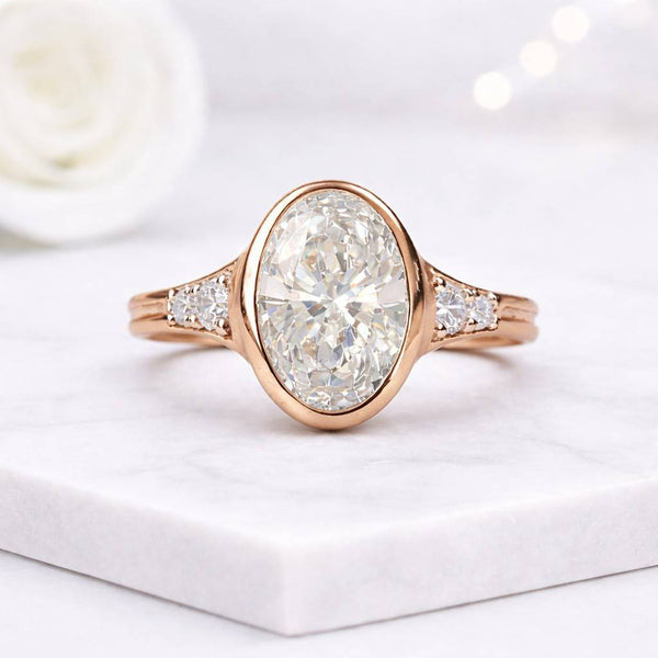 oval ring bezel ring lab grown ring engagement ring solitaire ring three stone ring gold ring statement ring bridal ring