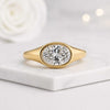 Oval Cut Lab Grown Diamond Bezel Set Solitaire Engagement Ring