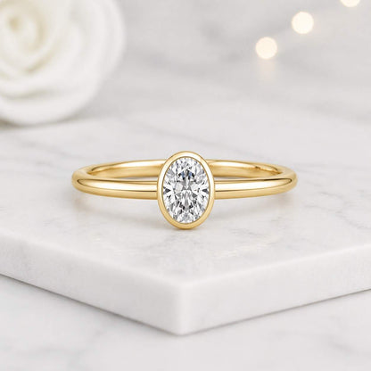 oval ring bezel ring solitaire ring gold ring thin band ring dainty ring minimalist ring stacking ring promise ring women ring bridal ring engagement ring fine jewelry