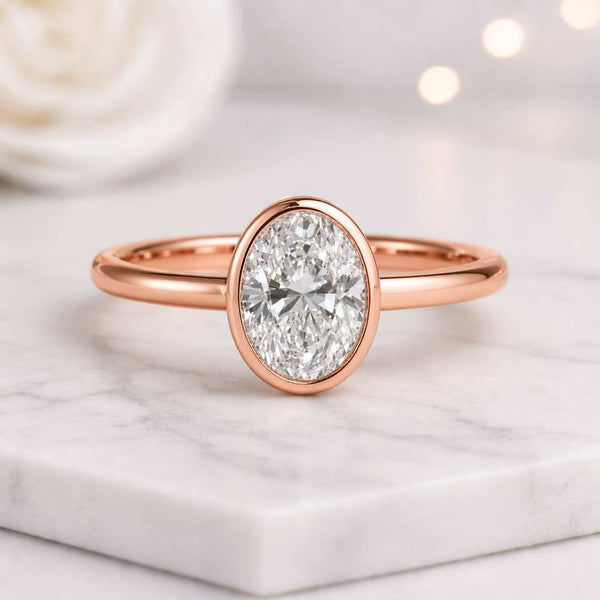 oval ring bezel ring solitaire ring rose gold ring oval stone ring thin band ring promise ring women ring bridal ring