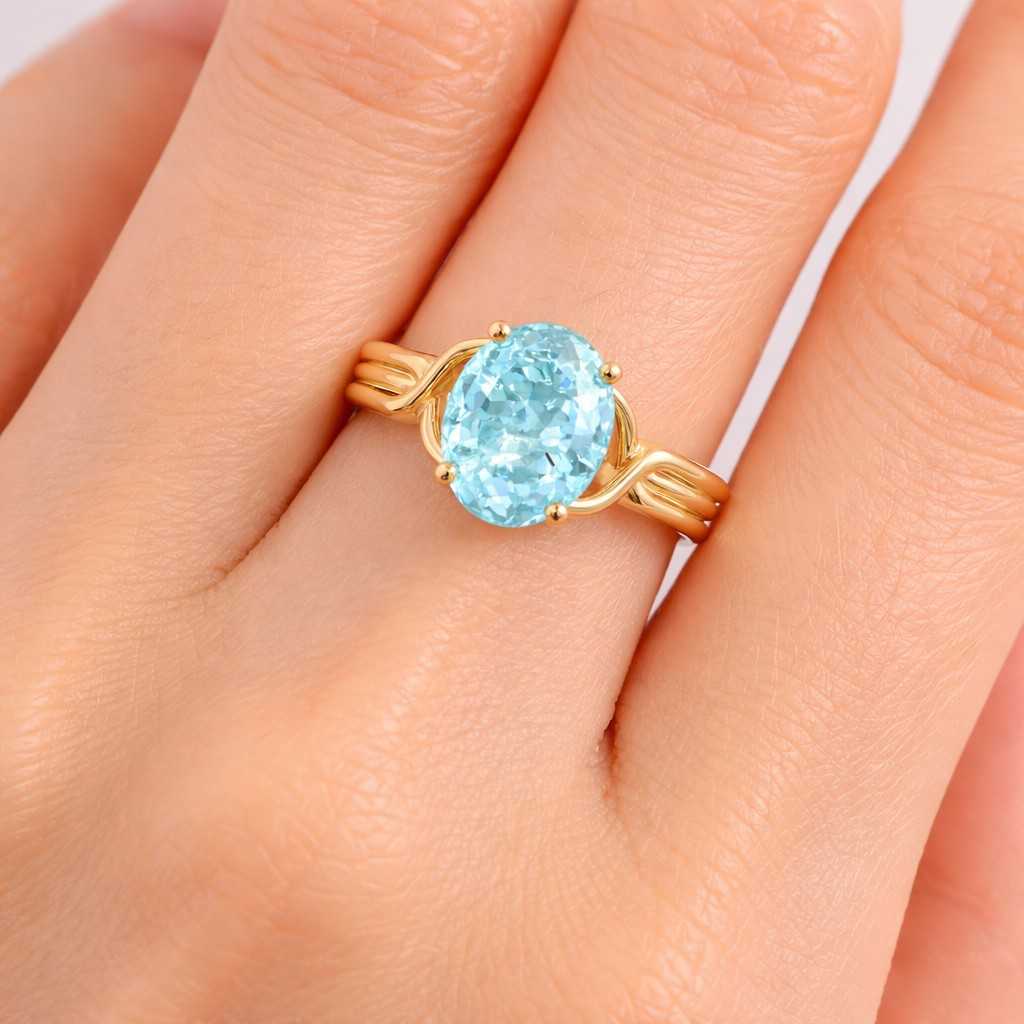 oval ring blue gemstone ring aqua stone ring solitaire ring gold ring statement ring promise ring women ring fine jewelry handmade ring elegant ring prong setting twisted band unique ring