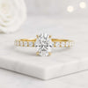 Oval Cut Lab Grown Diamond Hidden Halo Pavé Engagement Ring