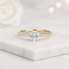 Round Cut Lab Grown Diamond Hidden Halo Pavé Engagement Ring